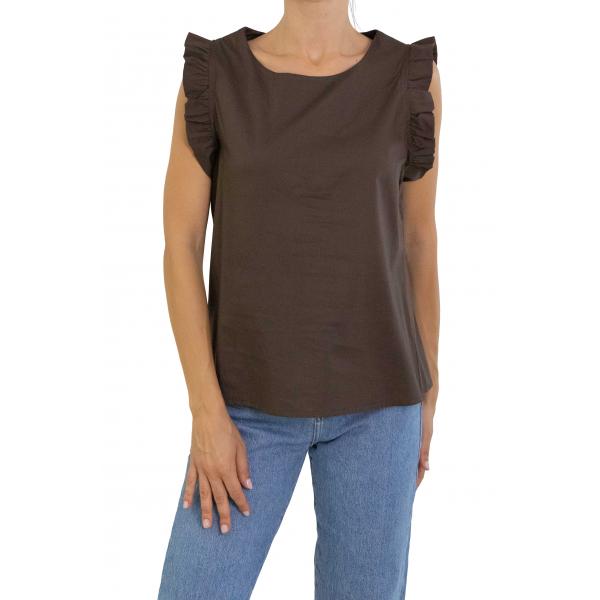T shirt con rouge tinta unita 